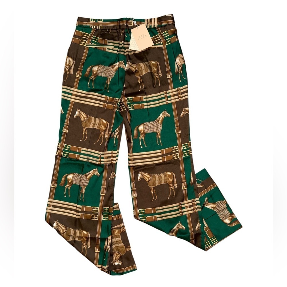 Pearl by lela rose NWT green equestrian twill wide leg pants women’s size 12 - Picture 2 of 10